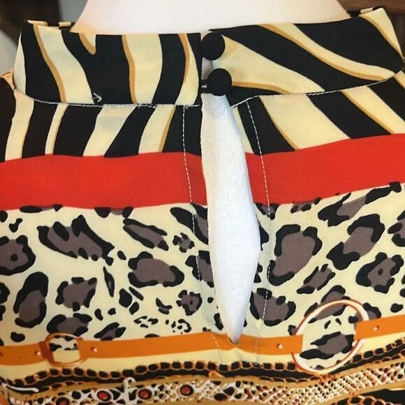 Marc New York Mixed Media Animal Print Blouse, size L - Picture 8 of 9